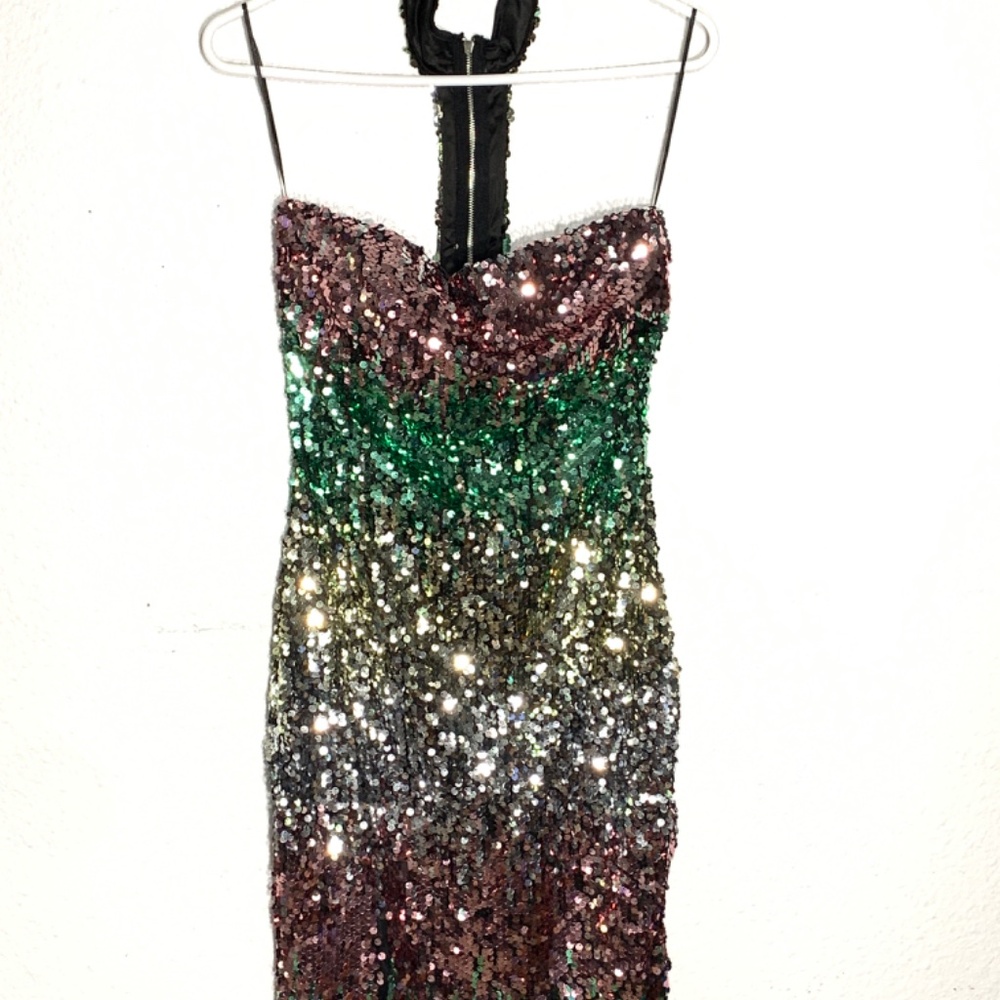 L’Astite by Amy Multi-Color Mermaid Sequence Mini Dress | M